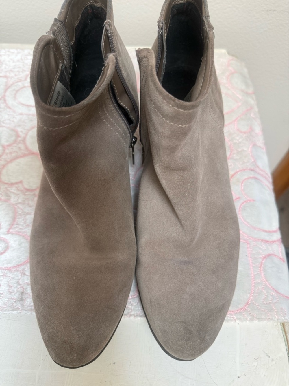 Blondo Taupe Suede Ankle Booties with Side Zip